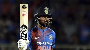 Vizag: India's KL Rahul celebrates scoring half a century against Australia at the first T20 international cricket match between India and Australia.(PTI) Vizag: India's KL Rahul celebrates scoring half a century against Australia at the first T20 international cricket match between India and Australia.(PTI)