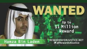 A photograph circulated by the U.S. State Department’s Twitter account to announce a $1 million USD reward for al Qaeda key leader Hamza bin Laden, son of Osama bin Laden, is seen March 1, 2019.(REUTERS) A photograph circulated by the U.S. State Department’s Twitter account to announce a $1 million USD reward for al Qaeda key leader Hamza bin Laden, son of Osama bin Laden, is seen March 1, 2019.(REUTERS)