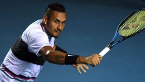 Australian tennis player Nick Kyrgios returns the ball to Spanish tennis player Rafael Nadal (out of frame) during their Mexico ATP 500 Open men's single tennis match in Acapulco.(AFP) Australian tennis player Nick Kyrgios returns the ball to Spanish tennis player Rafael Nadal (out of frame) during their Mexico ATP 500 Open men's single tennis match in Acapulco.(AFP)