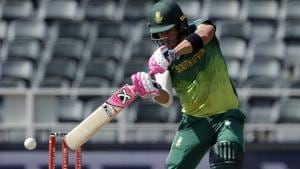 South Africa's captain Faf du Plessis plays a shot during the first One Day International.(AP) South Africa's captain Faf du Plessis plays a shot during the first One Day International.(AP)