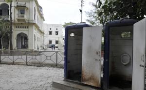 The toilets located in common places outside the department buildings are the most neglected .(Dheeraj Dhawan/HT Photo) The toilets located in common places outside the department buildings are the most neglected .(Dheeraj Dhawan/HT Photo)