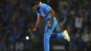 Vijay Shankar in action during the second ODI between India and Australia in Nagpur.(Getty Images) Vijay Shankar in action during the second ODI between India and Australia in Nagpur.(Getty Images)