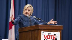 Hillary Clinton, former US secretary of state, speaks during the Martin and Coretta King Unity Breakfast in Selma, Alabama, US, on March 3.(Bloomberg) Hillary Clinton, former US secretary of state, speaks during the Martin and Coretta King Unity Breakfast in Selma, Alabama, US, on March 3.(Bloomberg)