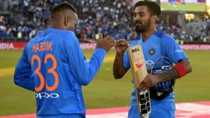 Lokesh Rahul of India celebrates with Hardik Pandya after winning the 1st Vitality International T20 match between England and India at Emirates Old Trafford on July 3, 2018 in Manchester, England.(Getty Images) Lokesh Rahul of India celebrates with Hardik Pandya after winning the 1st Vitality International T20 match between England and India at Emirates Old Trafford on July 3, 2018 in Manchester, England.(Getty Images)
