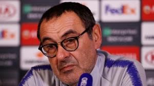 Chelsea manager Maurizio Sarri during a press conference on Wednesday.(Reuters) Chelsea manager Maurizio Sarri during a press conference on Wednesday.(Reuters)
