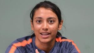 Indian women's cricket team captain Smriti Mandhana addresses a press conference in Guwahati on Wednesday.(PTI) Indian women's cricket team captain Smriti Mandhana addresses a press conference in Guwahati on Wednesday.(PTI)