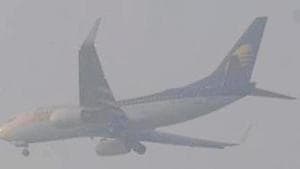 A plane lands at the Patna airport(HT) A plane lands at the Patna airport(HT)