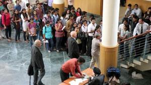 The students from core subjects like electrical, chemical, civil and mechanical engineering formed the group bagging the highest number (32 per cent) of offers, followed by Information Technology students, who got 20 per cent of total offers.(Hindustan Times File) The students from core subjects like electrical, chemical, civil and mechanical engineering formed the group bagging the highest number (32 per cent) of offers, followed by Information Technology students, who got 20 per cent of total offers.(Hindustan Times File)