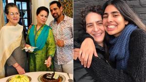 Vadra also shared two photographs: one with his mother-in-law and UPA chairperson Sonia Gandhi and his mother Maureen Vadra around a table and another of Priyanka Gandhi and their daughter Miraya.(Robert Vadra/ Facebook) Vadra also shared two photographs: one with his mother-in-law and UPA chairperson Sonia Gandhi and his mother Maureen Vadra around a table and another of Priyanka Gandhi and their daughter Miraya.(Robert Vadra/ Facebook)