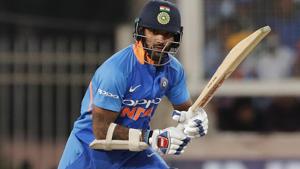 Shikhar Dhawan bats during the third ODI between India and Australia in Ranchi.(AP)