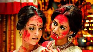 In West Bengal, OTT platform HoiChoi’s most popular show, Hello, is the story of a love triangle, but one where it’s the two women with the chemistry and back story. Sensuality comes in subtle scenes such as the one above, on the exchange of sindoor during Durga Puja.