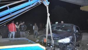 All the four occupants of the car drowned in the canal, police said, adding that the bodies were later fished out.(HT Photo) All the four occupants of the car drowned in the canal, police said, adding that the bodies were later fished out.(HT Photo)