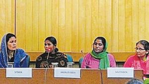 Some of the women speak at India Habitat Centre.(Sourced) Some of the women speak at India Habitat Centre.(Sourced)