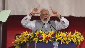 Prime Minister Narendra Modi addresses a gathering in Greater Noida.(Virendra Singh Gosain/HT PHOTO) Prime Minister Narendra Modi addresses a gathering in Greater Noida.(Virendra Singh Gosain/HT PHOTO)