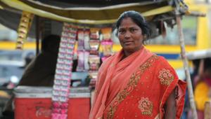Gurugram, India - March 07, 2019: Meera Devi, a street vendor to a union leader poses for picture, in Gurugram, India, on Thursday, 07 March 2019. (Photo by /Hindustan Times) **to go with International Women's Day story(Parveen Kumar/HT Photo) Gurugram, India - March 07, 2019: Meera Devi, a street vendor to a union leader poses for picture, in Gurugram, India, on Thursday, 07 March 2019. (Photo by /Hindustan Times) **to go with International Women's Day story(Parveen Kumar/HT Photo)