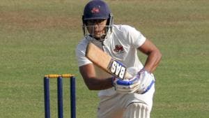 Mumbai's Jay Bista against Chhattisgarh at Ranji Trophy match at Wankhede Stadium.(Hindustan Times) Mumbai's Jay Bista against Chhattisgarh at Ranji Trophy match at Wankhede Stadium.(Hindustan Times)