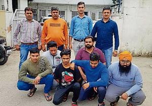 Yashwant Singh (extreme left in green T-shirt) won the Mr Haryana title in 2018.(Sourced) Yashwant Singh (extreme left in green T-shirt) won the Mr Haryana title in 2018.(Sourced)