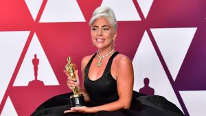 Best Original Song winner for Shallow from A Star is Born Lady Gaga with the Oscar during the 91st Annual Academy Awards on February 24, 2019.(AFP) Best Original Song winner for Shallow from A Star is Born Lady Gaga with the Oscar during the 91st Annual Academy Awards on February 24, 2019.(AFP)