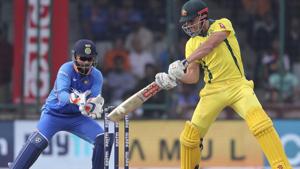 Marcus Stoinis plays a shot during the final one day international cricket match between India and Australia.(AP) Marcus Stoinis plays a shot during the final one day international cricket match between India and Australia.(AP)