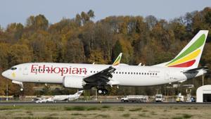 In this photo dated November 12, 2018, the actual Ethiopian Airlines Boeing 737 - Max 8 plane, that crashed Sunday March 10, 2019, shortly after take-off from Addis Ababa, Ethiopia, shown as it lands at Seattle Boeing Field King County International airport, USA.(AP) In this photo dated November 12, 2018, the actual Ethiopian Airlines Boeing 737 - Max 8 plane, that crashed Sunday March 10, 2019, shortly after take-off from Addis Ababa, Ethiopia, shown as it lands at Seattle Boeing Field King County International airport, USA.(AP)
