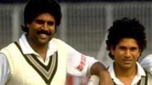 Kapil Dev and Sachin Tendulkar during their playing days.(Getty Images) Kapil Dev and Sachin Tendulkar during their playing days.(Getty Images)