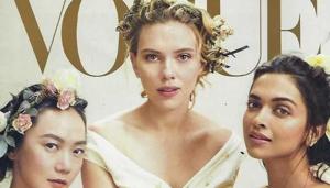 Deepika Padukone, Scarlett Johansson and Doona Bae on the cover of Vogue.(Instagram) Deepika Padukone, Scarlett Johansson and Doona Bae on the cover of Vogue.(Instagram)