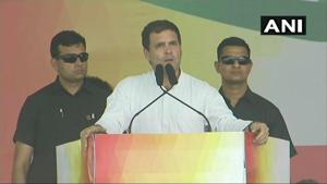 Speaking at a rally in Odisha, Rahul Gandhi said Congress mot only makes promises but also keeps them.(ANI/Twitter) Speaking at a rally in Odisha, Rahul Gandhi said Congress mot only makes promises but also keeps them.(ANI/Twitter)