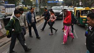 Walkability on streets is to be ensured by providing a continuous, levelled and barrier-free path for walking along and across the streets.(HT Photo) Walkability on streets is to be ensured by providing a continuous, levelled and barrier-free path for walking along and across the streets.(HT Photo)
