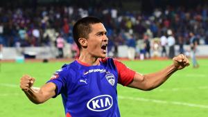 Bengaluru FC’s Sunil Chhetri.(PTI) Bengaluru FC’s Sunil Chhetri.(PTI)