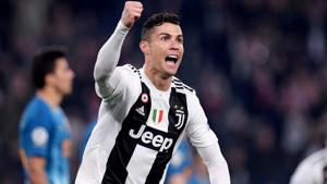 Juventus' Cristiano Ronaldo celebrates scoring their second goal.(REUTERS) Juventus' Cristiano Ronaldo celebrates scoring their second goal.(REUTERS)