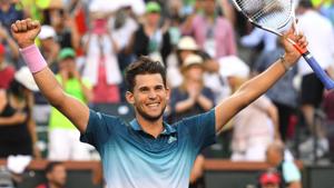 Dominic Thiem (AUT) reacts after defeating Roger Federer (not pictured) in the finals of the BNP Paribas Open at the Indian Wells Tennis Garden(USA TODAY Sports) Dominic Thiem (AUT) reacts after defeating Roger Federer (not pictured) in the finals of the BNP Paribas Open at the Indian Wells Tennis Garden(USA TODAY Sports)