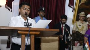 Bharatiya Janata Party (BJP) leader Pramod Sawant was sworn in as the chief minister of Goa past midnight on Monday(HT Photo) Bharatiya Janata Party (BJP) leader Pramod Sawant was sworn in as the chief minister of Goa past midnight on Monday(HT Photo)