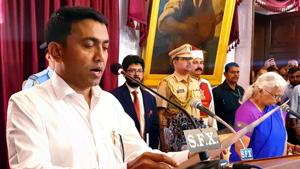 Newly-sworn in Goa chief minister Pramod Sawant has said he will take forward the legacy of his predecessor Manohar Parrikar as he admitted he had a “big responsibility” before him.(PTI) Newly-sworn in Goa chief minister Pramod Sawant has said he will take forward the legacy of his predecessor Manohar Parrikar as he admitted he had a “big responsibility” before him.(PTI)