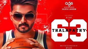 Vijay on the Thalapathy 63 poster. Vijay on the Thalapathy 63 poster.