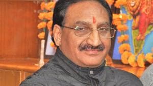 Former Uttarakhand CM and sitting MP Ramesh Pokhriyal Nishank has been fielded by the BJP once again from the Haridwar Lok Sabha constituency.(HT File Photo)