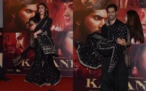 Alia Bhatt performs to the song Ghar More Pardesiya at the launch of the new number from Kalank. Alia Bhatt performs to the song Ghar More Pardesiya at the launch of the new number from Kalank.
