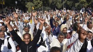 Supporters of All-India Jat Arakshan Sangharsh Samiti seen during a sit-in protest demanding for reservation under the Other Backward Classes (OBC) category in government jobs and educational institutions, at Jantar Mantar, in New Delhi on December 21.(HT File Photo) Supporters of All-India Jat Arakshan Sangharsh Samiti seen during a sit-in protest demanding for reservation under the Other Backward Classes (OBC) category in government jobs and educational institutions, at Jantar Mantar, in New Delhi on December 21.(HT File Photo)