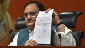 Union Minister and BJP leader JP Nadda announced the sixth list of candidates for the 2019 Lok Sabha elections(PTI file photo) Union Minister and BJP leader JP Nadda announced the sixth list of candidates for the 2019 Lok Sabha elections(PTI file photo)