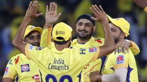 Chennai Super Kings' Harbhajan Singh, center, celebrates with teammates the dismissal of Royal Challengers Bangalore's Moeen Ali during the VIVO IPL T20 cricket match between Chennai Super Kings and Royal Challengers Bangalore in Chennai, India.(AP) Chennai Super Kings' Harbhajan Singh, center, celebrates with teammates the dismissal of Royal Challengers Bangalore's Moeen Ali during the VIVO IPL T20 cricket match between Chennai Super Kings and Royal Challengers Bangalore in Chennai, India.(AP)