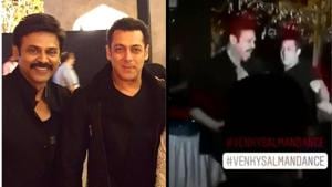 Salman Khan grooves with Venkatesh Daggubati at the pre-wedding bash for the Telugu actor’s daughter. Salman Khan grooves with Venkatesh Daggubati at the pre-wedding bash for the Telugu actor’s daughter.
