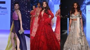 Divyanka Tripathi, Malaika Arora and Shibani Dandekar walked the ramp in Mumbai.(Varinder Chawla) Divyanka Tripathi, Malaika Arora and Shibani Dandekar walked the ramp in Mumbai.(Varinder Chawla)