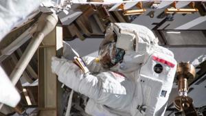 Astronaut Anne McClain working on March 22, 2019, on the International Space Station's Port-4 truss structure.(AFP File Photo) Astronaut Anne McClain working on March 22, 2019, on the International Space Station's Port-4 truss structure.(AFP File Photo)