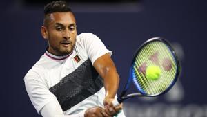 Nick Kyrgios of Australia in action against Dusan Lajovic of Serbia.(AFP) Nick Kyrgios of Australia in action against Dusan Lajovic of Serbia.(AFP)