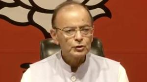 Union Finance Minister Arun Jaitley on Wednesday dismissed Opposition’s criticism of the announcement about Mission Shakti by Prime Minister Narendra Modi as clerical objections.(Photo: Twitter/@BJP4India)