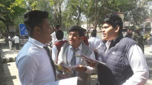CBSE Class 12th Economics Question Paper 2019 : Students of GD Goenka Public School in Lucknow after CBSE Class 12 economics examination on Wednesday.(Rajeev Mullick/HT photo) CBSE Class 12th Economics Question Paper 2019 : Students of GD Goenka Public School in Lucknow after CBSE Class 12 economics examination on Wednesday.(Rajeev Mullick/HT photo)