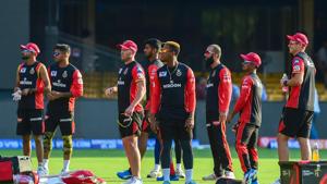 Royal Challengers Bangalore players during a training session ahead of the Indian Premier League 2019 (IPL T20) cricket match between Royal Challengers Bangalore (RCB) and Mumbai Indians (MI)(PTI) Royal Challengers Bangalore players during a training session ahead of the Indian Premier League 2019 (IPL T20) cricket match between Royal Challengers Bangalore (RCB) and Mumbai Indians (MI)(PTI)