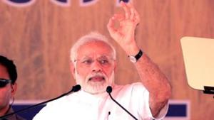 For the past five years, Modi’s imagemakers have relentlessly worked to cast their leader as a larger than life hero(Sanjeev Kumar/Hindustan Times) For the past five years, Modi’s imagemakers have relentlessly worked to cast their leader as a larger than life hero(Sanjeev Kumar/Hindustan Times)
