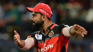 Royal Challengers Bangalore captain Virat Kohli gestures during the 2019 Indian Premier League (IPL) Twenty20 cricket match between Royal Challengers Bangalore and Mumbai Indians(AFP) Royal Challengers Bangalore captain Virat Kohli gestures during the 2019 Indian Premier League (IPL) Twenty20 cricket match between Royal Challengers Bangalore and Mumbai Indians(AFP)
