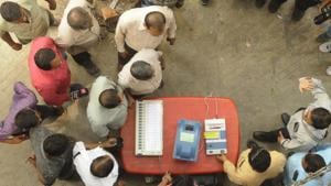 Kolkata, India - March 19, 2019: Directed by District Election Officer, as part of an awareness programme, officials show EVMs (Electronic Voting Machine) and VVPATs (Voter Verifiable Paper Audit Trail) to people near Shyambazar AV School, in Kolkata, West Bengal, India, on Tuesday, March 19, 2019. (Photo by Samir Jana / Hindustan Times) Kolkata, India - March 19, 2019: Directed by District Election Officer, as part of an awareness programme, officials show EVMs (Electronic Voting Machine) and VVPATs (Voter Verifiable Paper Audit Trail) to people near Shyambazar AV School, in Kolkata, West Bengal, India, on Tuesday, March 19, 2019. (Photo by Samir Jana / Hindustan Times)