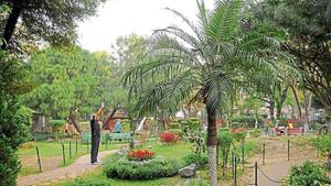 Named Timeless Garden of Verses, the garden has inscriptions of verses from poems and songs on stones across the park.(Parveen Kumar/HT Photo) Named Timeless Garden of Verses, the garden has inscriptions of verses from poems and songs on stones across the park.(Parveen Kumar/HT Photo)